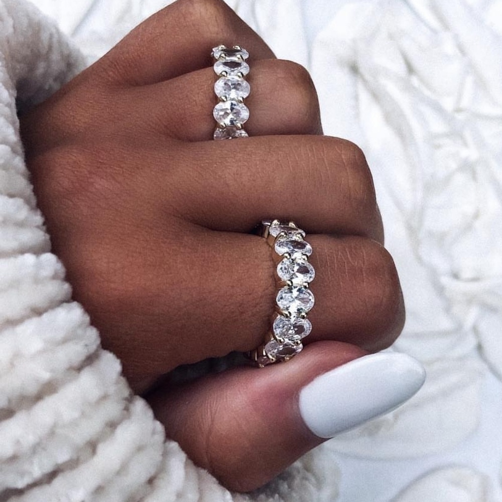 18k Large oval Swarovski eternity band